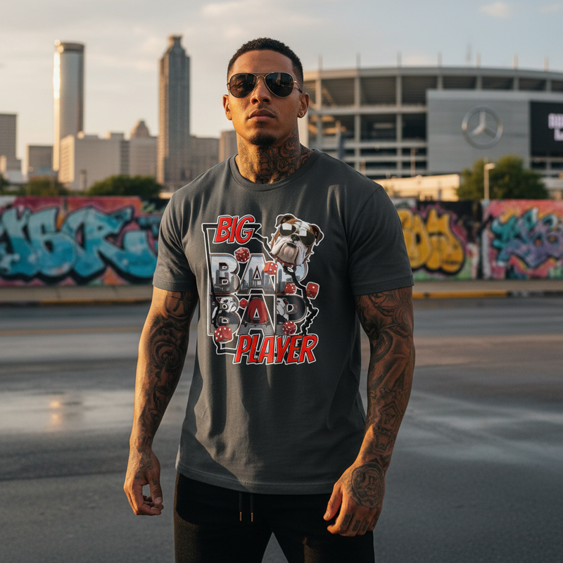 BAP BAP "Big Atlanta Player" Bulldog CHAMPION Graphic Tee – Men's Streetwear