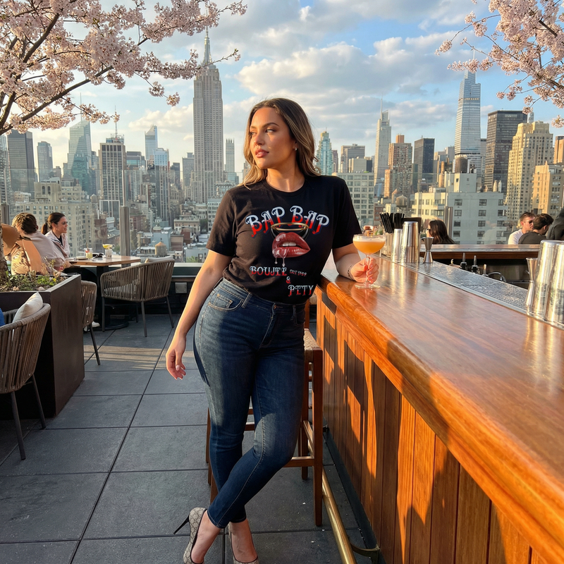 BAP BAP "Boujee & Petty" CHAMPION Graphic Tee – Women's Streetwear Shirt